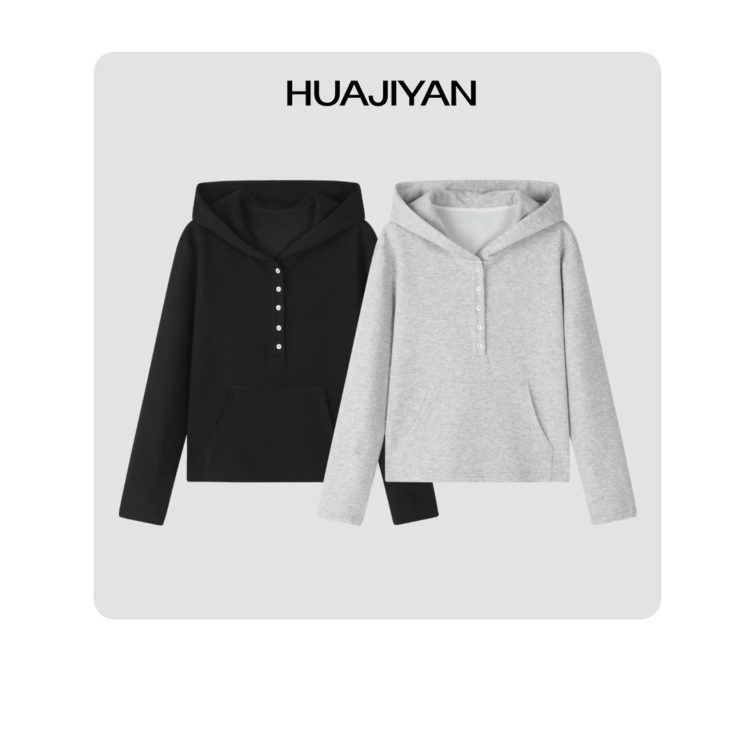 华吉言HUAJIYAN【五子棋】显瘦百搭连帽极简卫衣