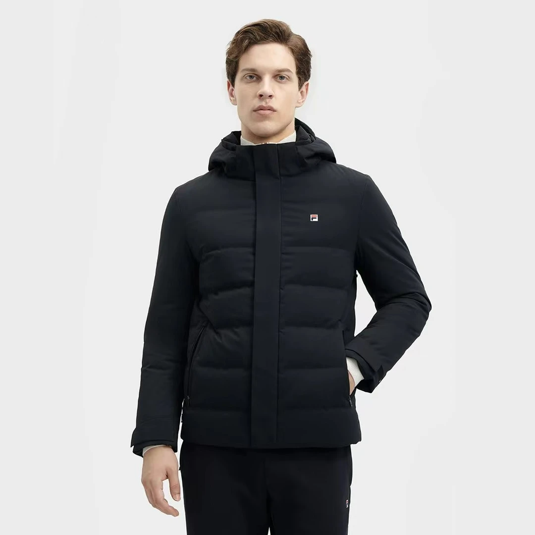 Fila/斐乐男士厚款羽绒服帽子可拆卸连帽秋冬鸭绒外套F11M341904F