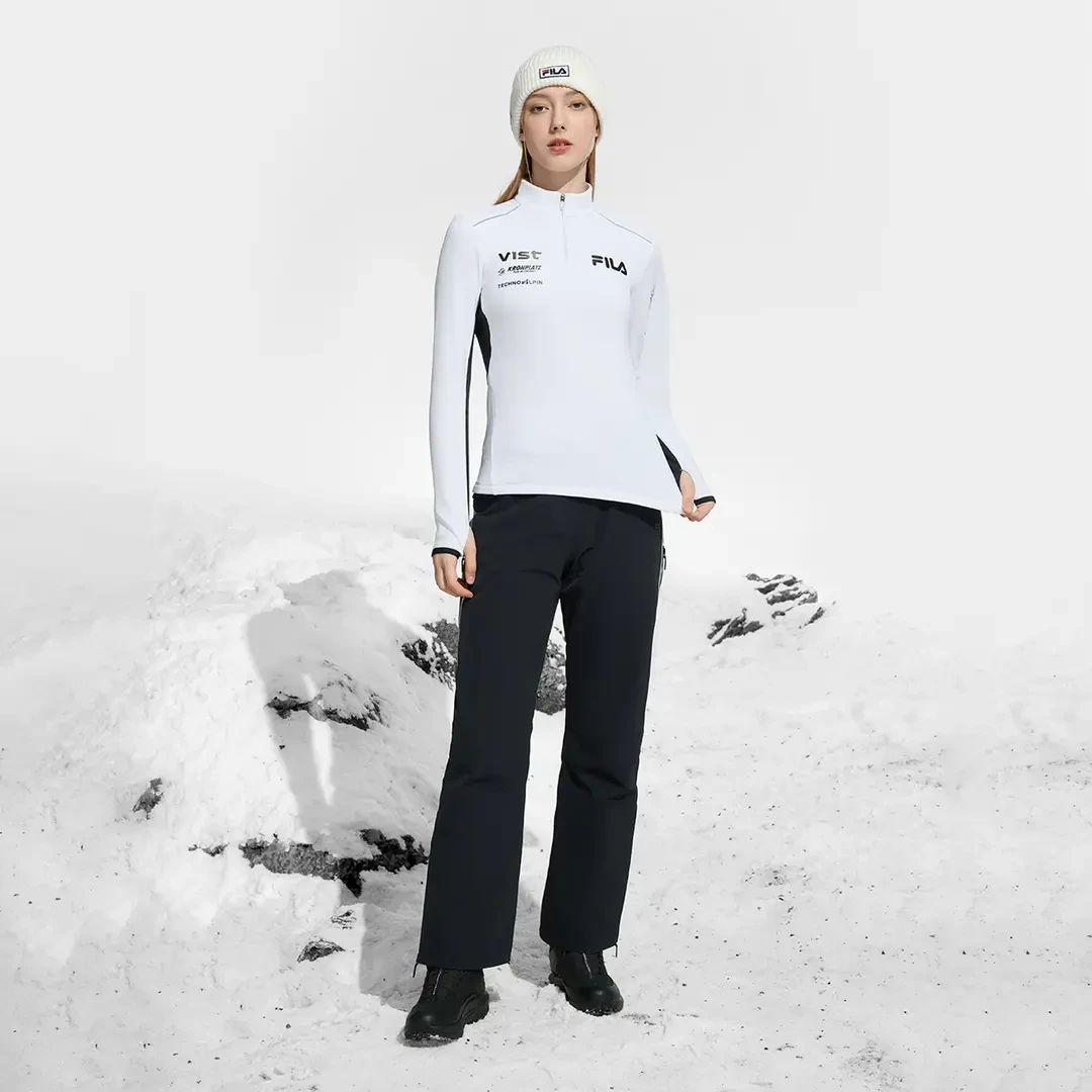 FILA斐乐新款【五方联名】女款滑雪立领户外长袖T恤打底A11W446204F