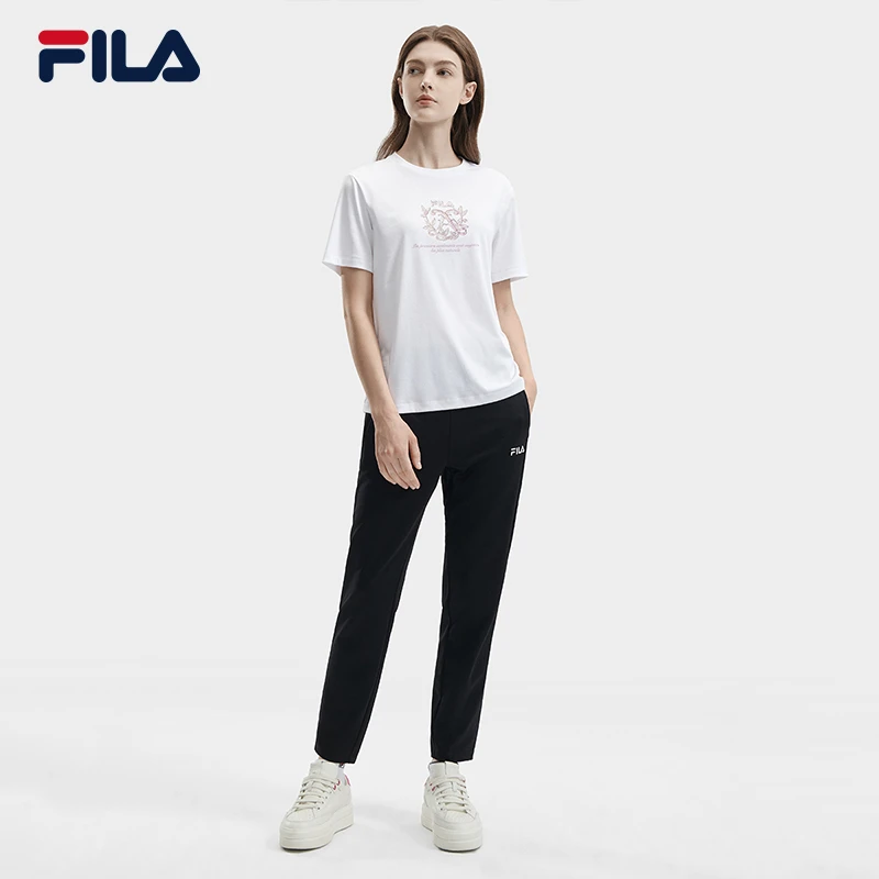 斐乐春夏新款运动裤女士休闲裤针织直筒户外透气长裤 F11W428603F