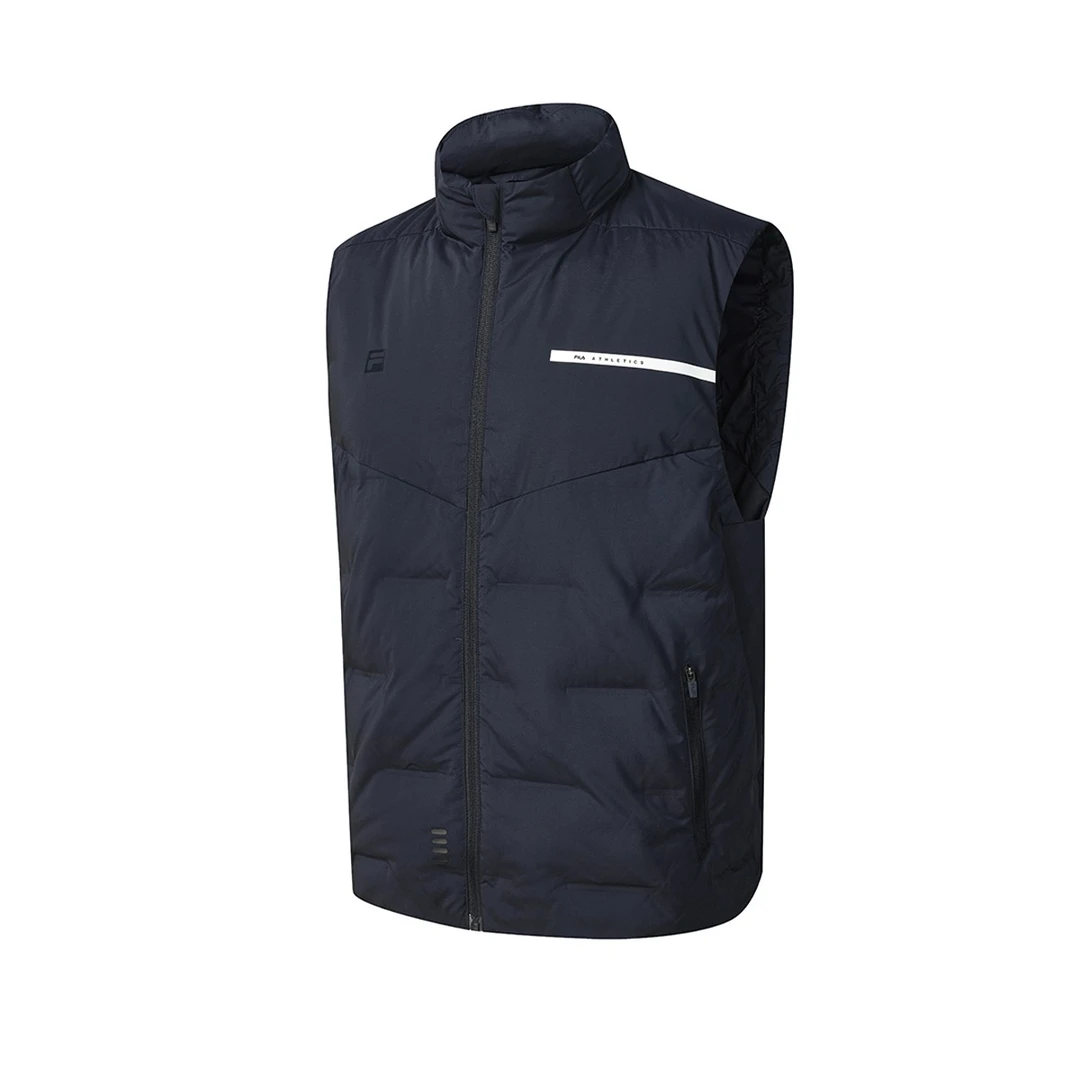 FILA斐乐男子场下运动保暖时尚健身羽绒马甲羽绒服 A11M241922F