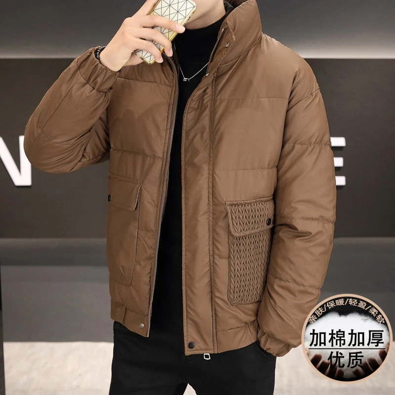 冬季新款男士潮牌潮流帅气百搭时尚休闲立领加厚保暖棉服男装外套