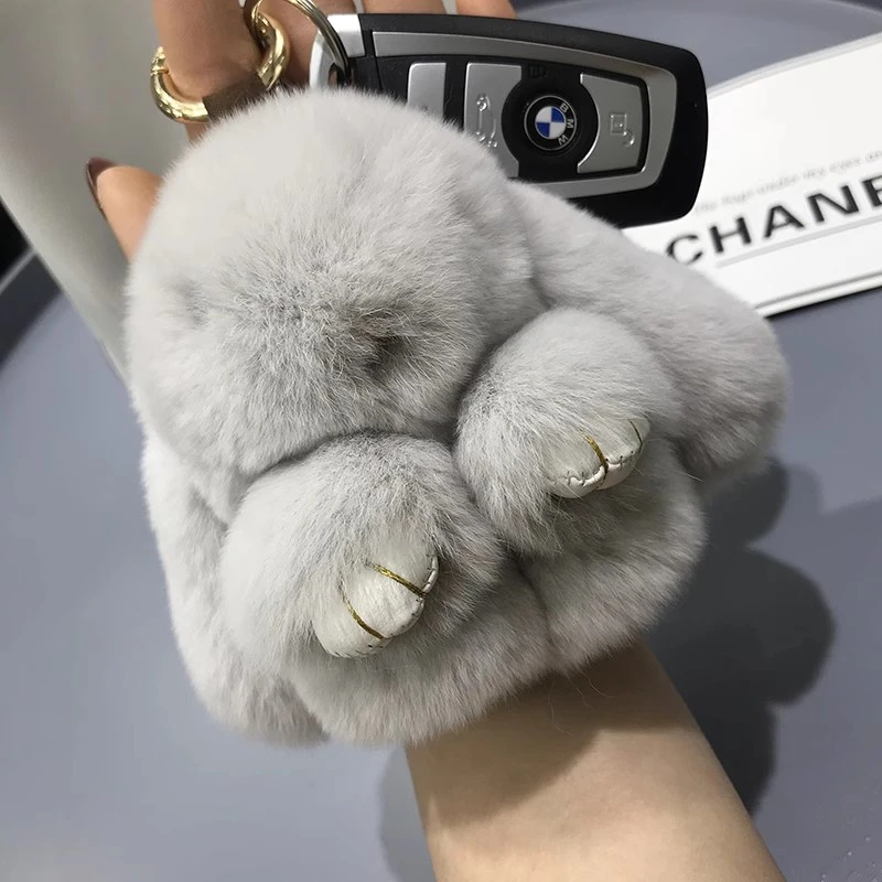 正版獭兔毛绒装死兔公仔小兔子汽车钥匙扣挂饰迷你装死兔挂件书包