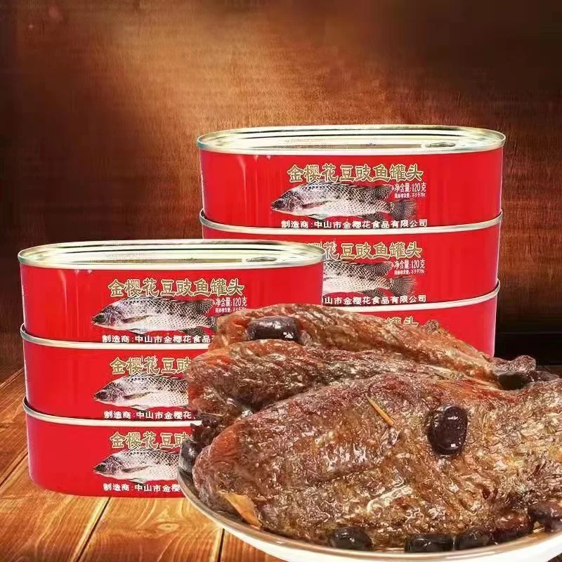 金樱花豆豉鱼罐头鱼120g罐下酒拌饭菜开罐即食海鲜熟肉小鱼罐头