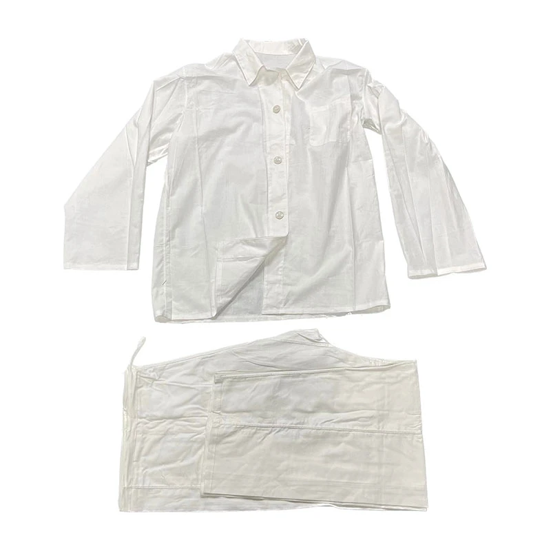经典老货白色居家服睡衣上衣裤子夏季套装长袖晨练服