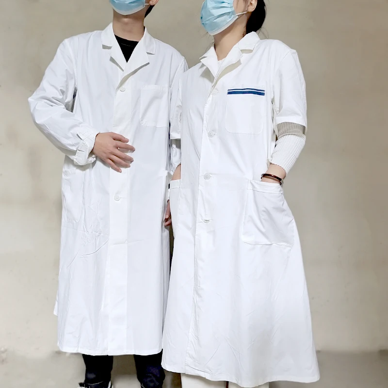 老货白色工作服冬季长袖大褂夏季短袖长款白大褂护士演出道具服装