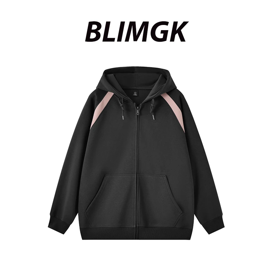 2024潮流新款带绳连帽卫衣男宽松时尚口袋休闲设计感长袖潮#C5015