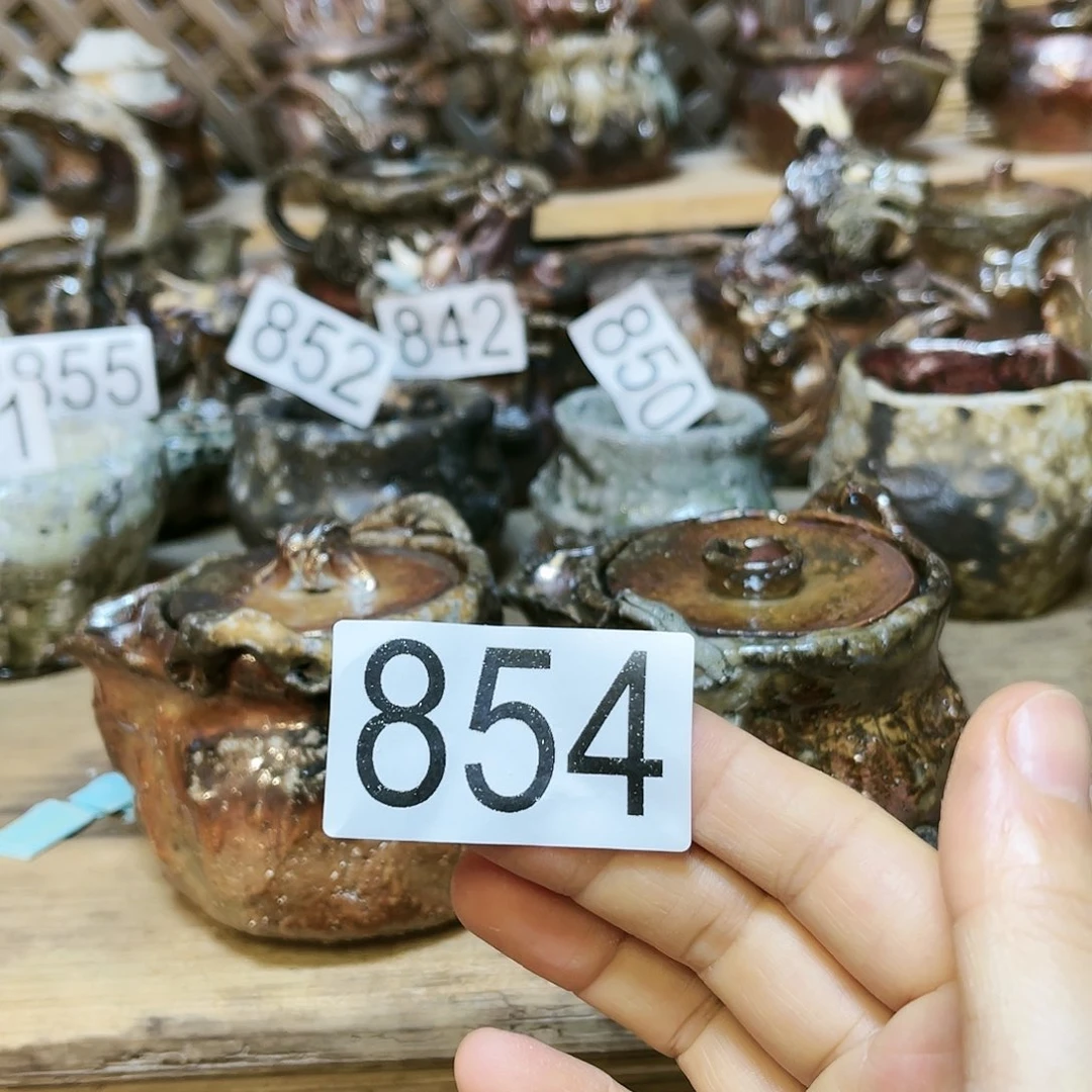 杯莲*柴烧粗陶手捏宝瓶二个特价