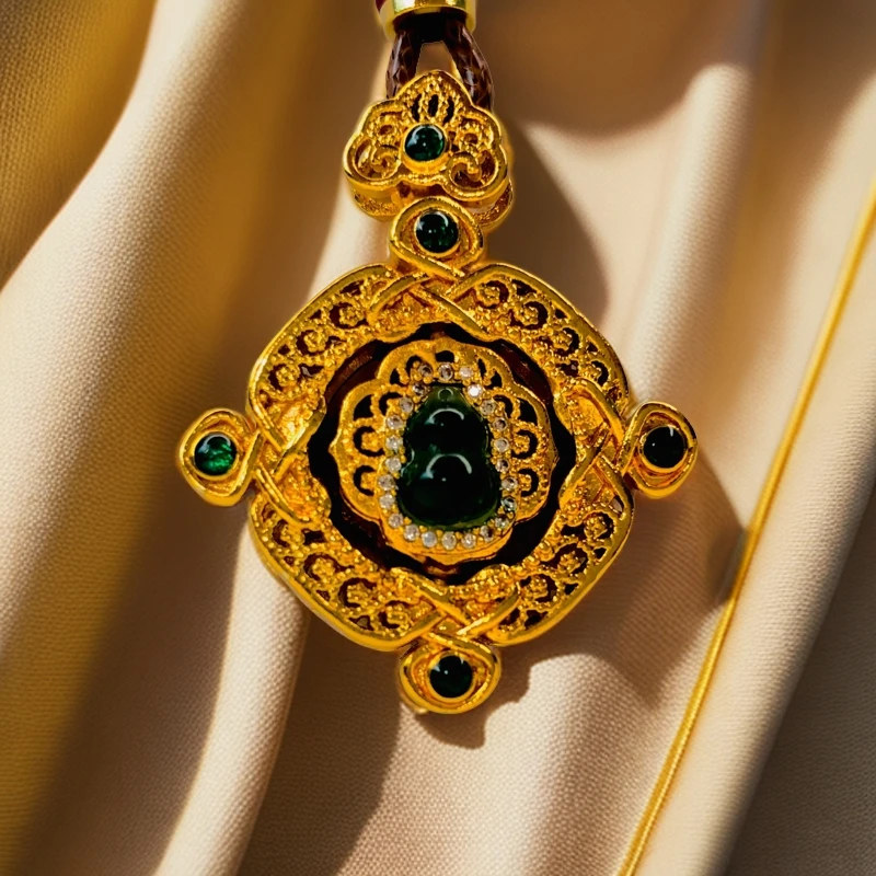 {抖音好物} 合金镂空转转葫芦吊坠复古国风镶嵌工艺链坠