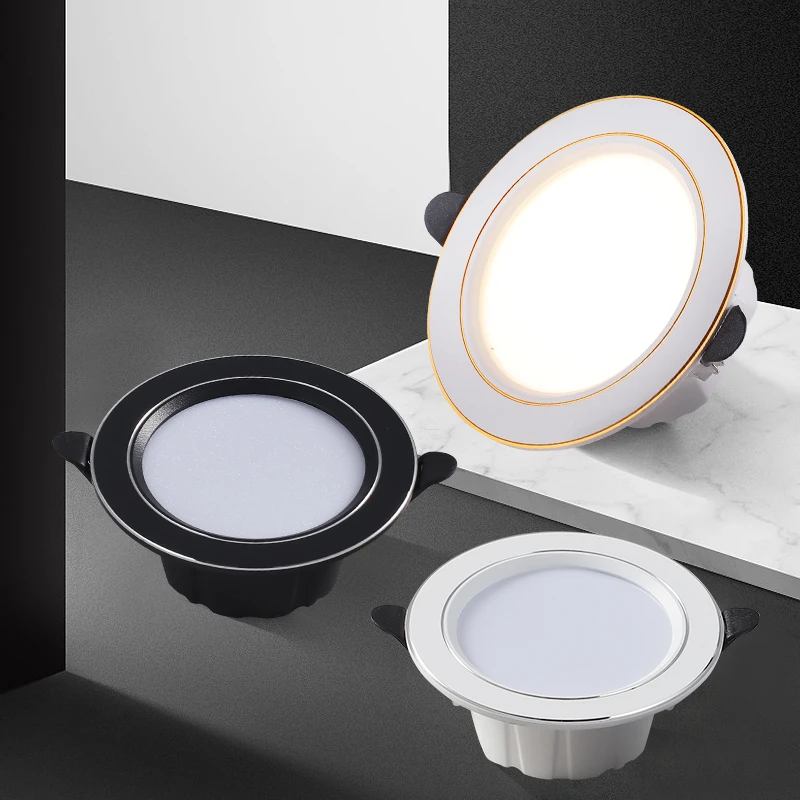 led筒灯客厅开孔75-85mm嵌入式筒灯三色家用天花灯走廊灯辅助灯具