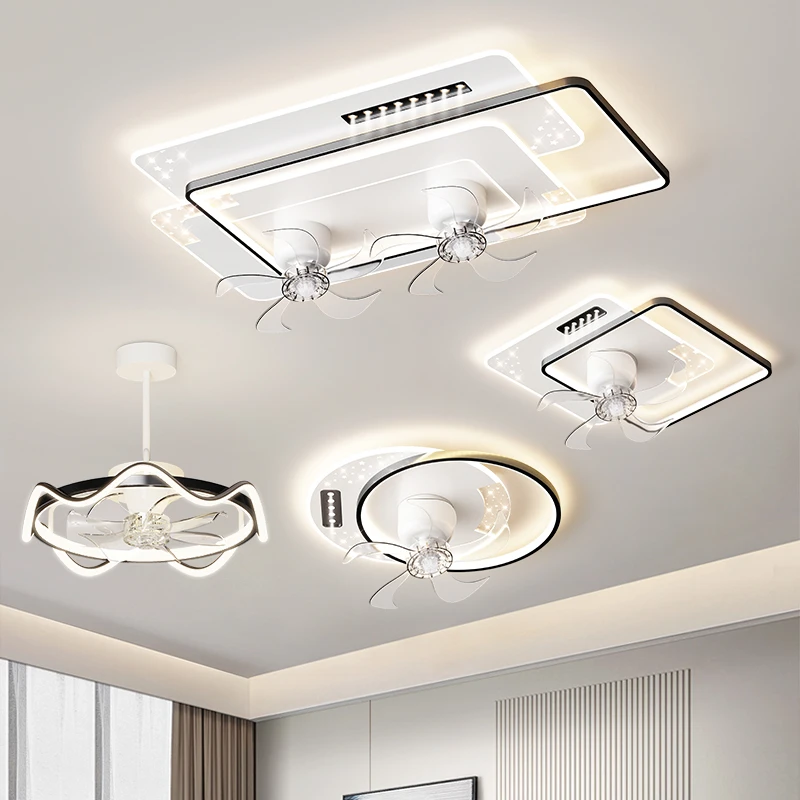 新款长方形风扇客厅灯具现代简约大气极简家用主卧室吸顶灯带射灯