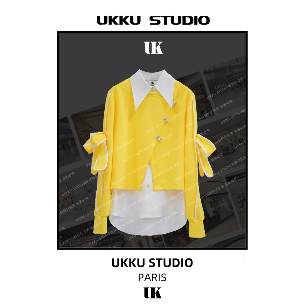 沐【UKKUSTUDIO】2024早秋新款设计师时尚显瘦减龄上衣312868