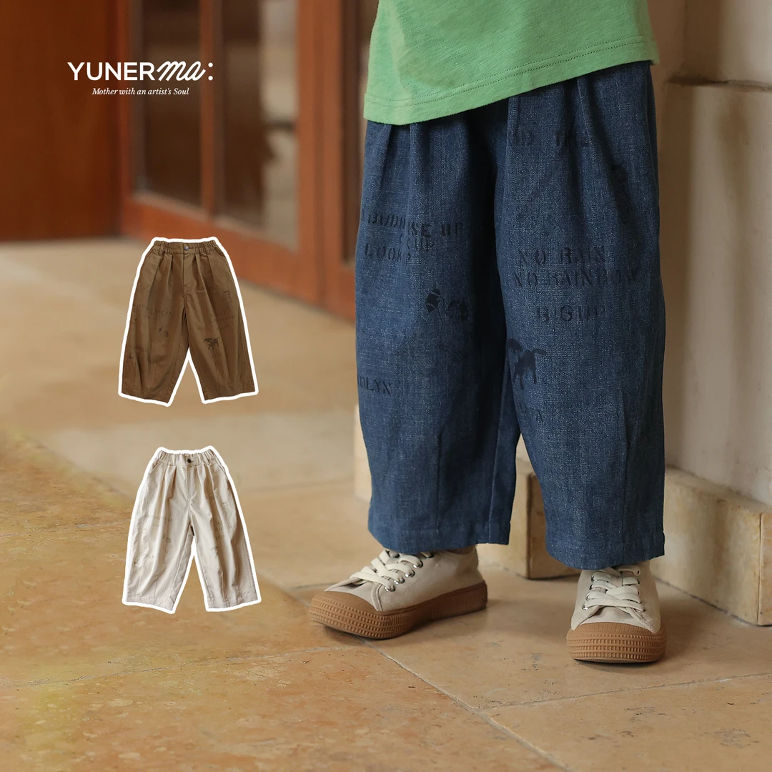 女童秋季日系小众印花休闲裤宝宝幼儿园春秋新款百搭长裤儿童裤子