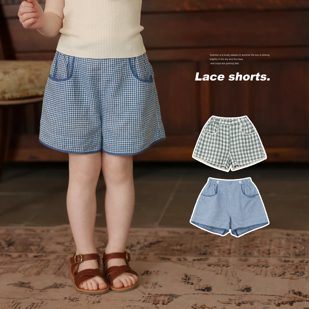 宝宝幼儿园经典百搭格子休闲裤允儿妈女童夏新款裤子儿童短裤