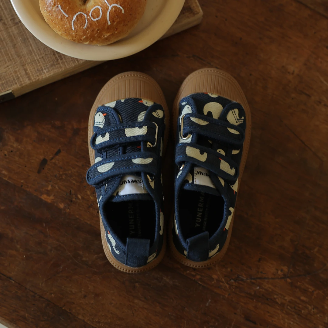 允儿妈女童2024秋季可爱童趣魔术贴帆布鞋宝宝儿童春秋百搭鞋子潮