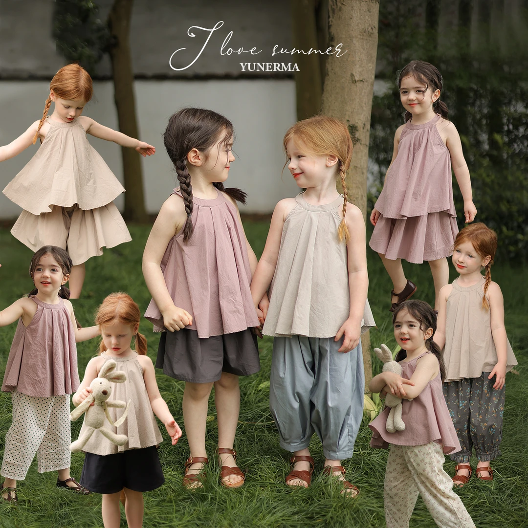 女童韩系小众纯棉背心裙裤套装 允儿妈宝宝夏季洋气韩版上衣裤子