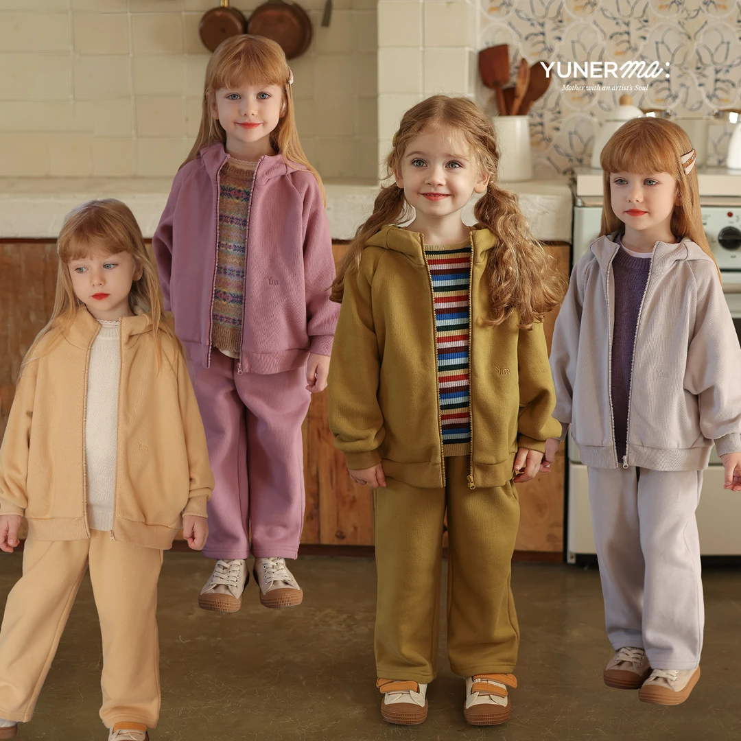 宝宝幼儿园秋冬加绒加厚连帽卫衣卫裤套装允儿妈女童洋气两件套潮