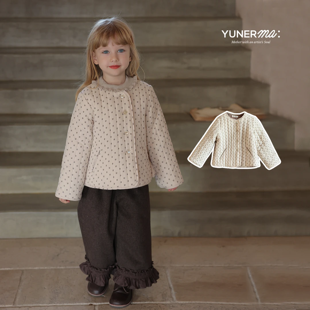 允儿妈女童秋冬新款碎花短款棉衣宝宝冬季纯棉棉袄儿童时髦外套潮