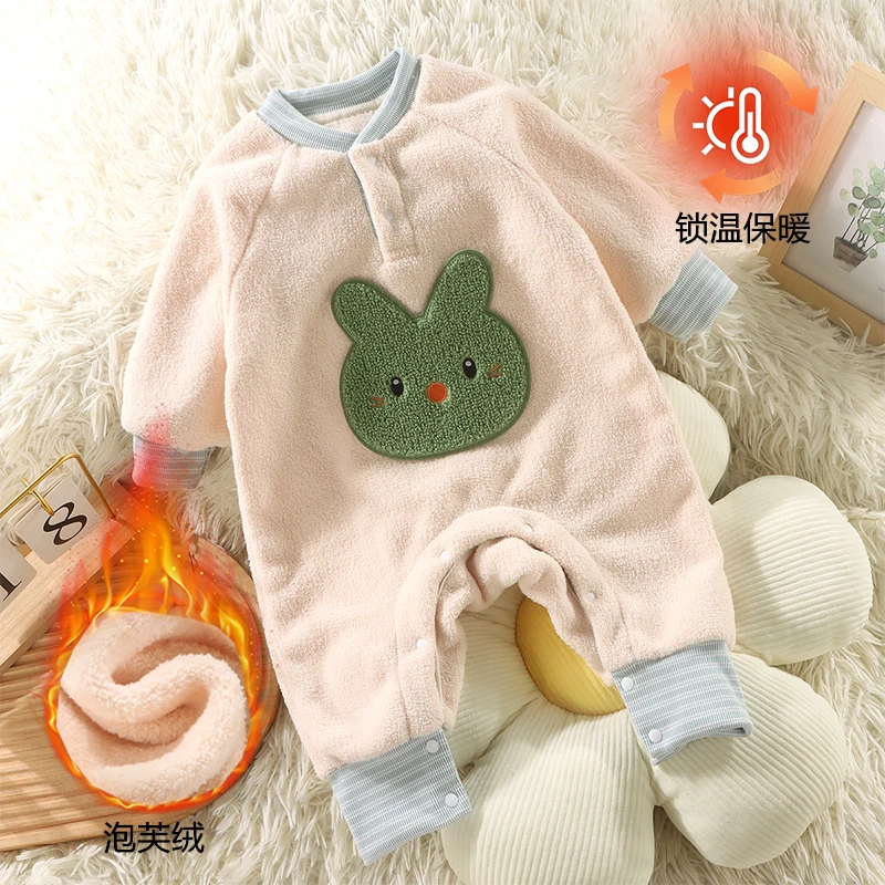 【厂家现货速发】新生秋冬泡芙绒连体哈衣宝宝柔软舒适保暖睡衣睡袋