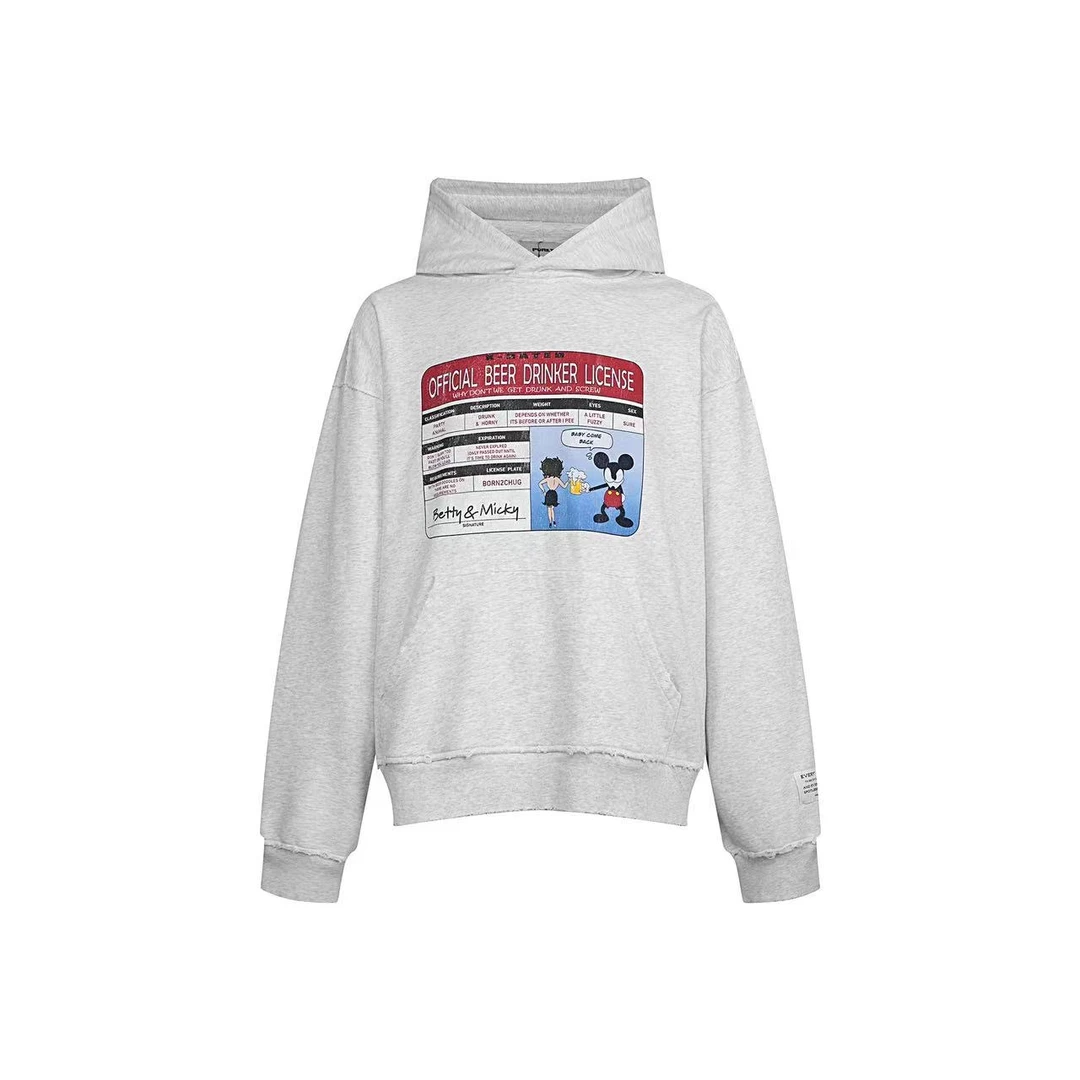 PUREY.WR米奇饮酒许可证连帽卫衣/公价2480/正品保障/假一赔四