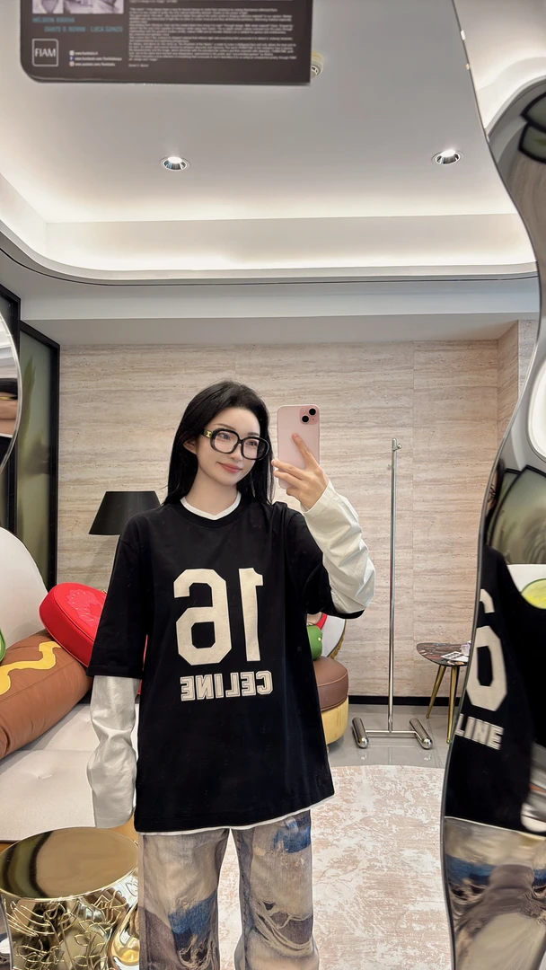 CELINE假两件16徽标长袖T/正品保障/假一赔四