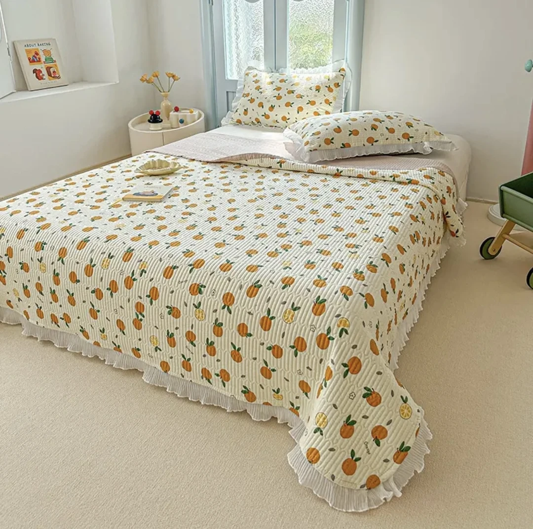 【橙子乐园】A类水洗棉床盖三层夹棉加大床盖四季通用