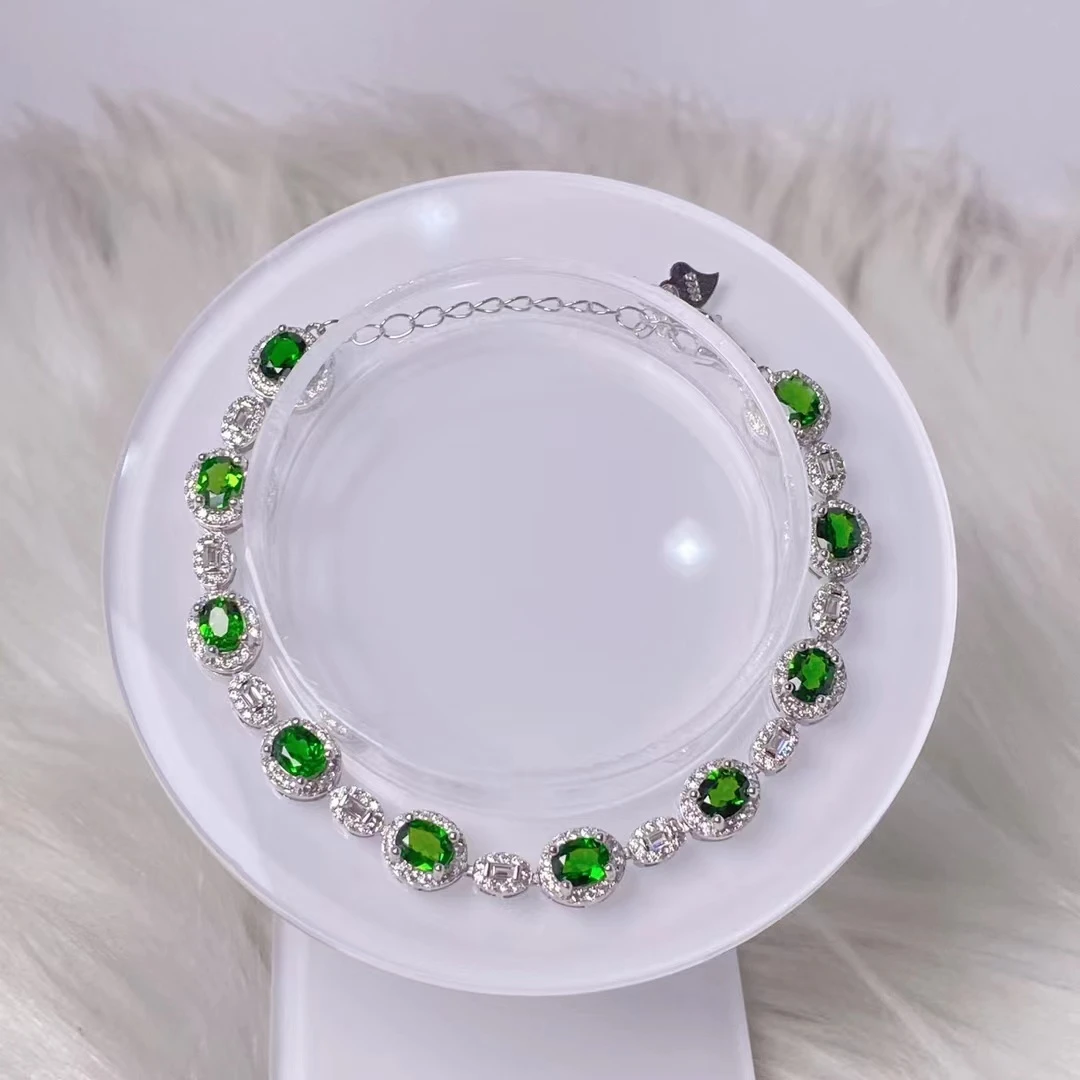 ZY-YGTHS002-透辉石手链共10粒4*5mm蛋形约0.6ct