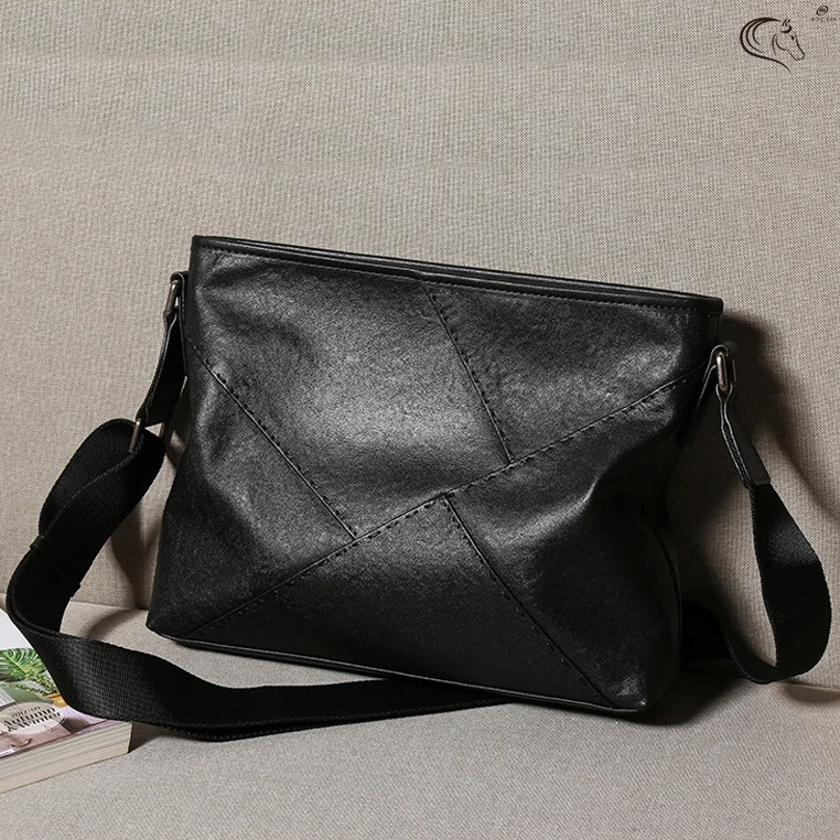 【MINGHAN】植鞣头层牛皮真皮男士单肩斜挎包 小众设计大容量9601