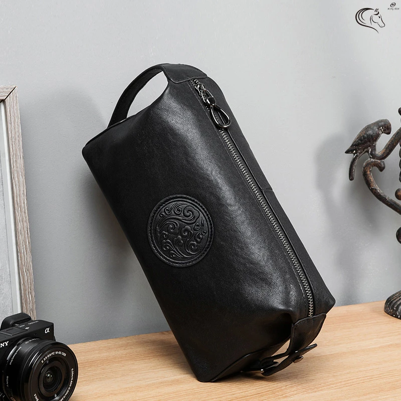 【MINGHAN】植鞣头层牛皮手拿手拎钱包 轻便休闲时尚商务男士6602