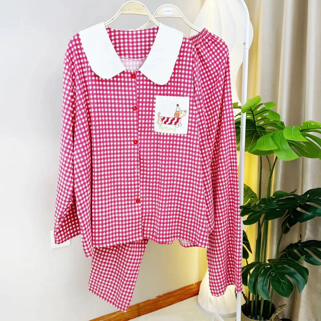 大码长袖春秋季睡衣新款秋冬季可爱甜美可外娃娃家居服套装