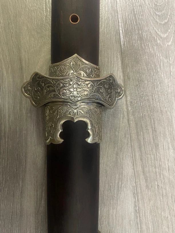 黑檀木白铜花纹钢