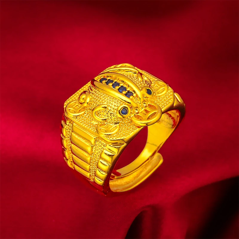不掉色男士霸气貔貅戒指男款开口大号戒指批发跨境首饰饰