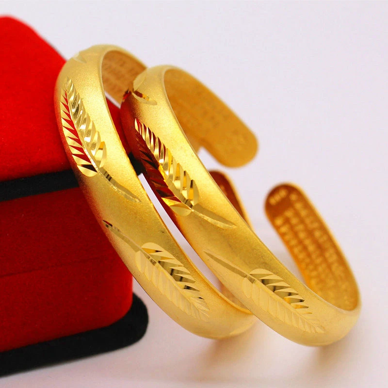 不掉色古法羽毛心经手镯时尚百搭手镯树叶不掉色手镯