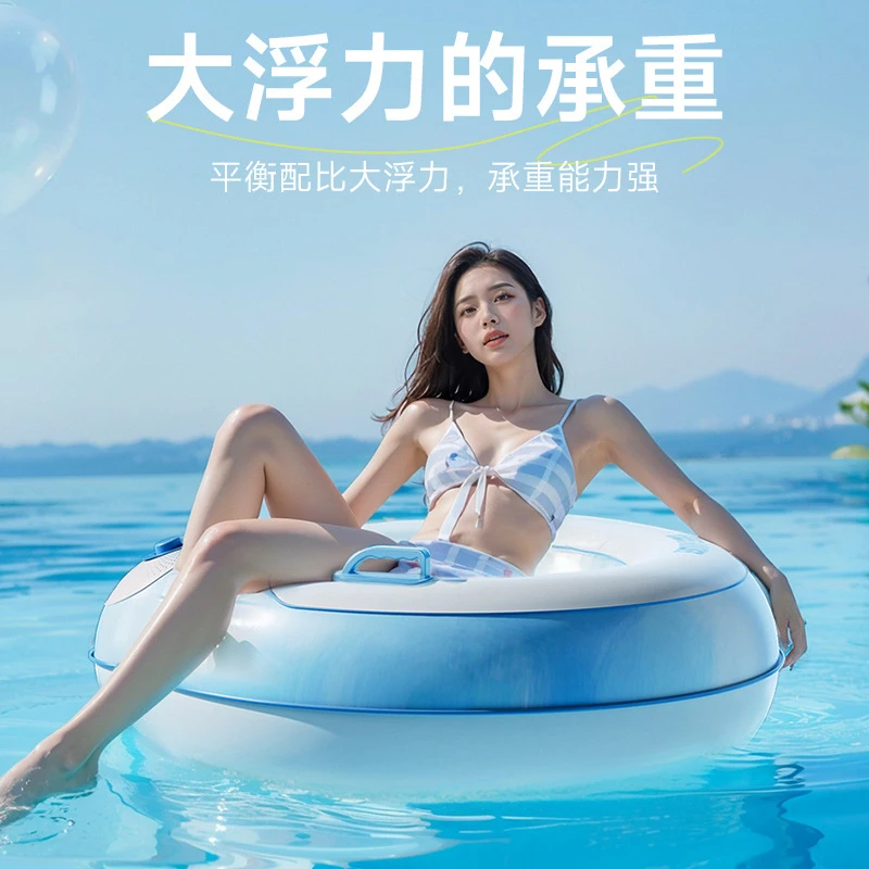 儿童充气游泳圈双层成人款加厚大人带把手运动户外救生圈