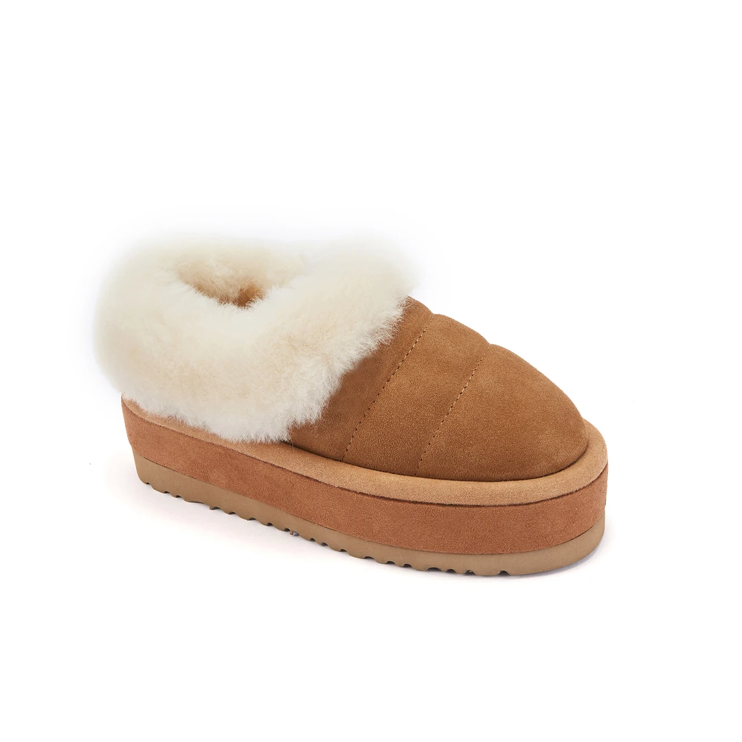 4.5cm厚底冬季新款毛毛面包雪地靴子加绒皮毛一体棉鞋雪地靴女鞋