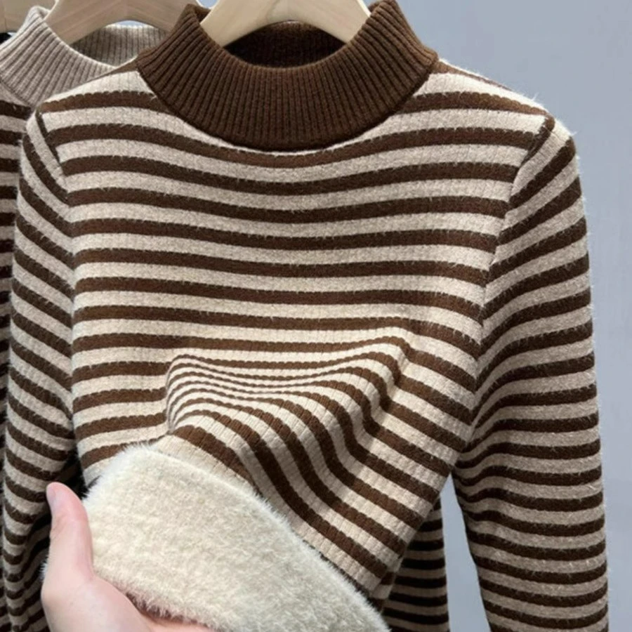 长袖针织衫毛衣上衣打底衫洋气百搭宽松加厚加绒韩版秋冬冬季套头