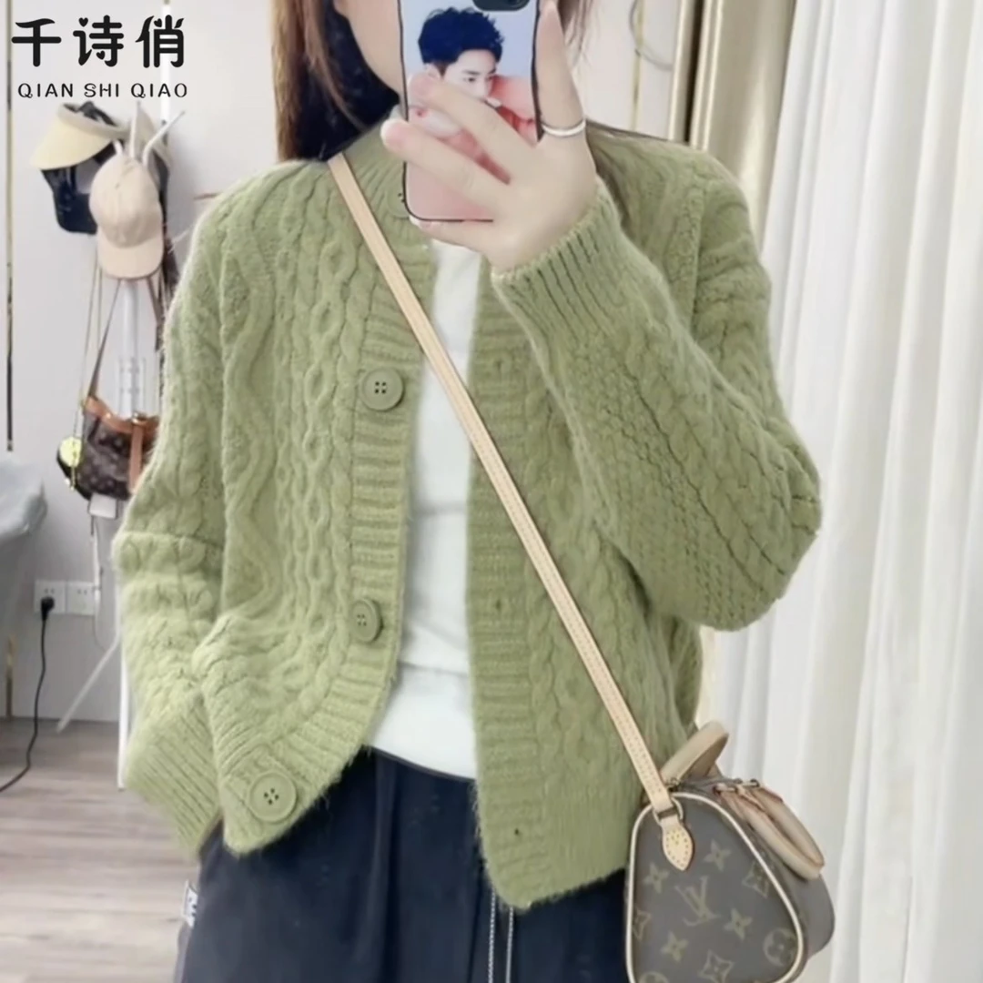 针织开衫毛衣外套早春秋季新款女气质上衣宽松时尚纯色长袖网红
