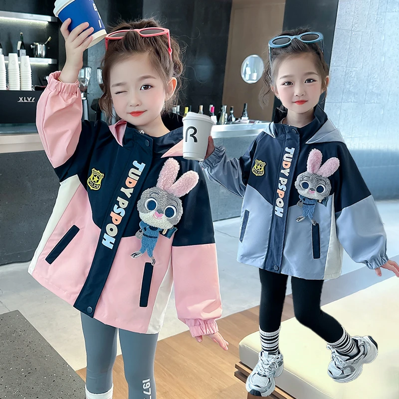 女童兔警官加厚冲锋衣三合一儿童防风夹棉外套女孩秋冬装2025新款