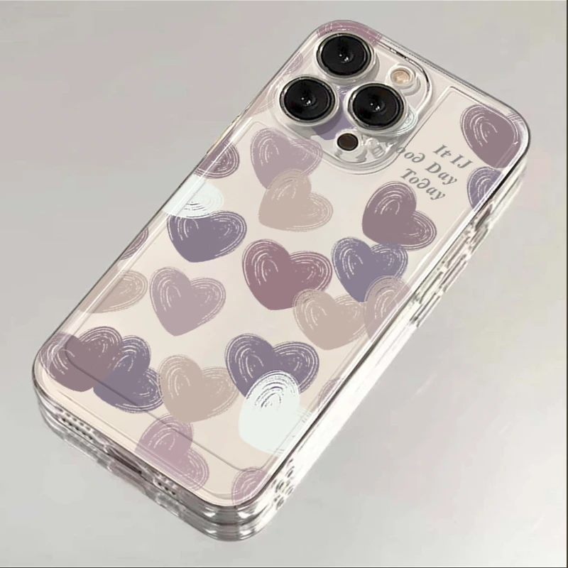 ins彩绘爱心iphone15苹果手机壳14promax硅胶13pro透明软12创意11