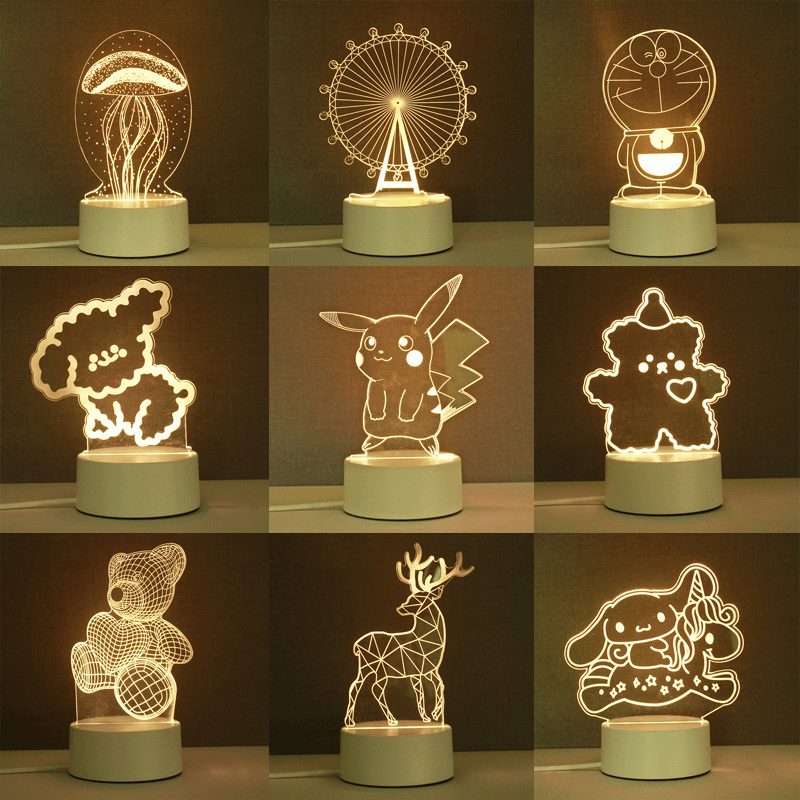 礼品3d小夜灯创意氛围夜光定生日礼物logo制亚克力床头台灯触摸