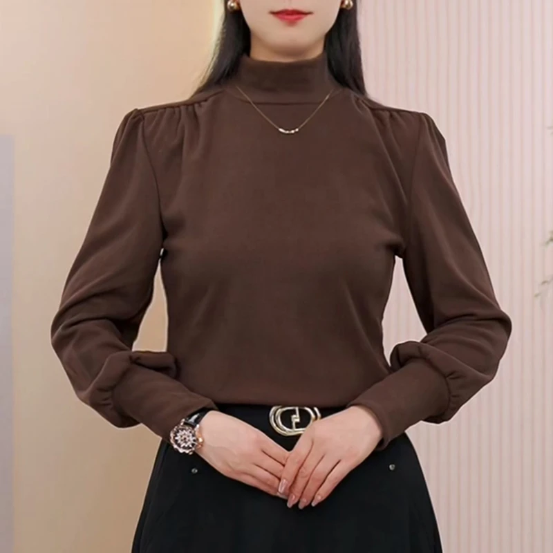 【年货节】秋冬加绒加厚双面绒半高领打底衫女内搭洋气德绒澳绒