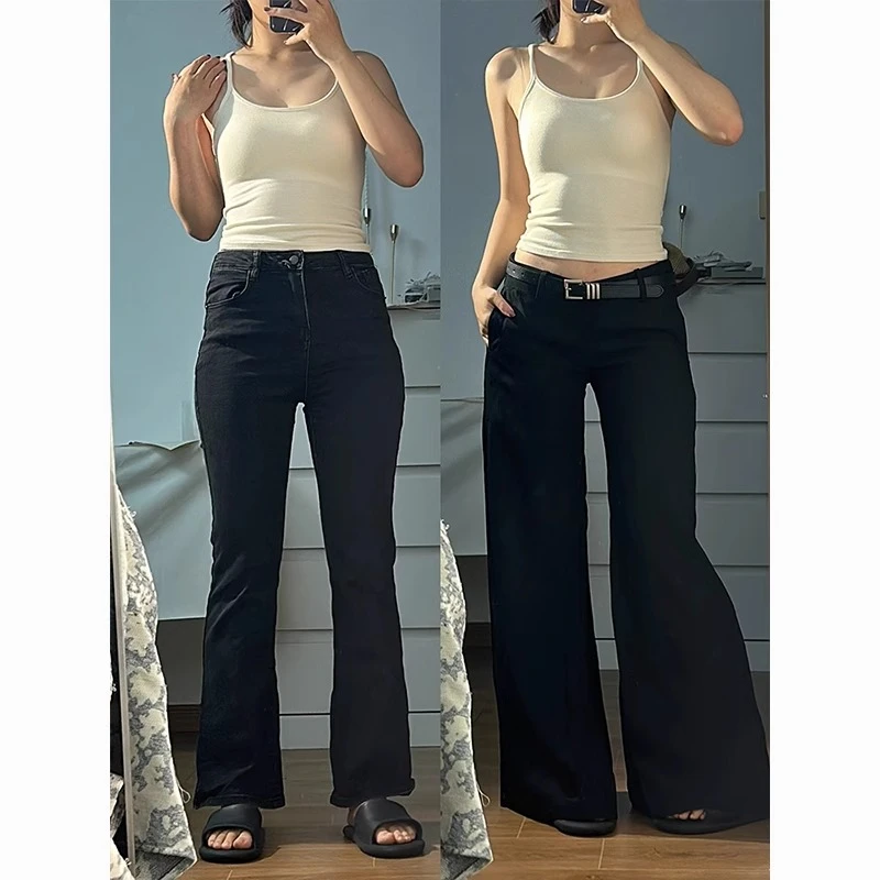 （现货）西装裤休闲裤女装春秋黑色长裤宽松垂感阔腿裤拖地裤子