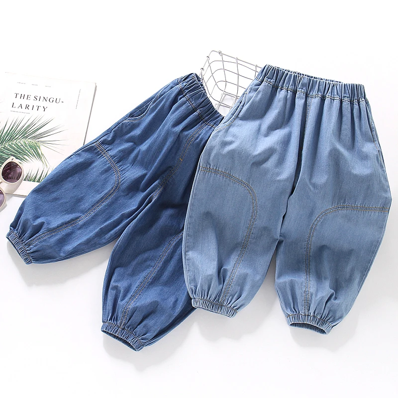 全棉儿童灯笼裤薄款男童牛仔裤子夏装女宝宝宽松休闲束脚裤子潮