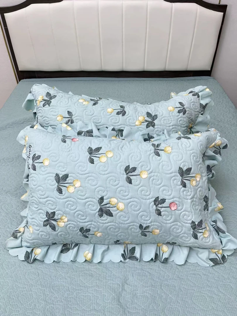 (四季花边枕套）水洗 新款加厚绗缝四季花边枕套48*74（一对儿装）