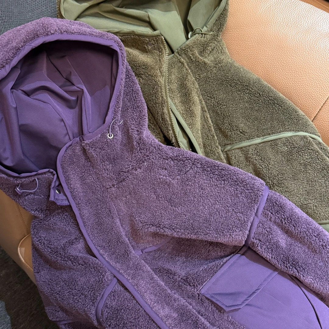 【MA46】男女同款摇粒绒连帽拼接加棉加厚棉衣-CC