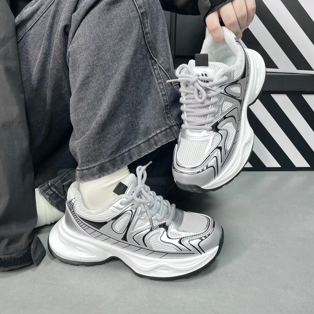 回力老爹鞋2024秋季新款休闲时尚厚底潮流运动鞋加绒保暖潮流男鞋