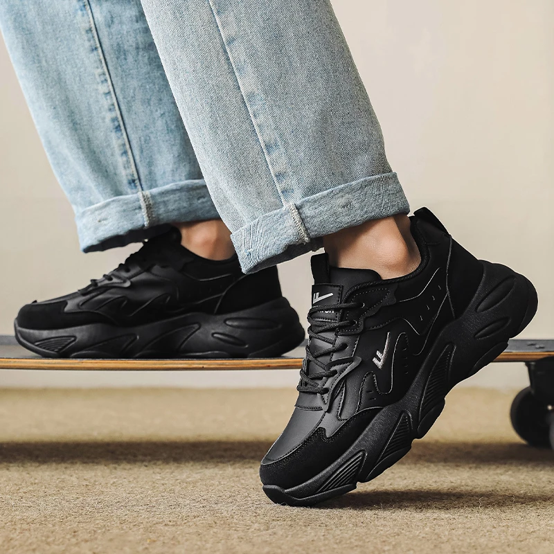 回力男鞋老爹鞋2024秋季新款休闲百搭厚底增高经典黑色运动鞋男鞋