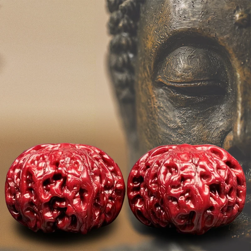 文玩把玩野生小众老树上色麻核桃玉化包浆做旧白狮子头元宝蛤蟆头