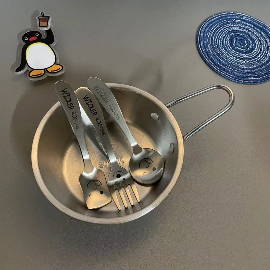 番薯厨房304儿童餐具家用学生勺子韩式便携儿童碗儿童勺可爱网红