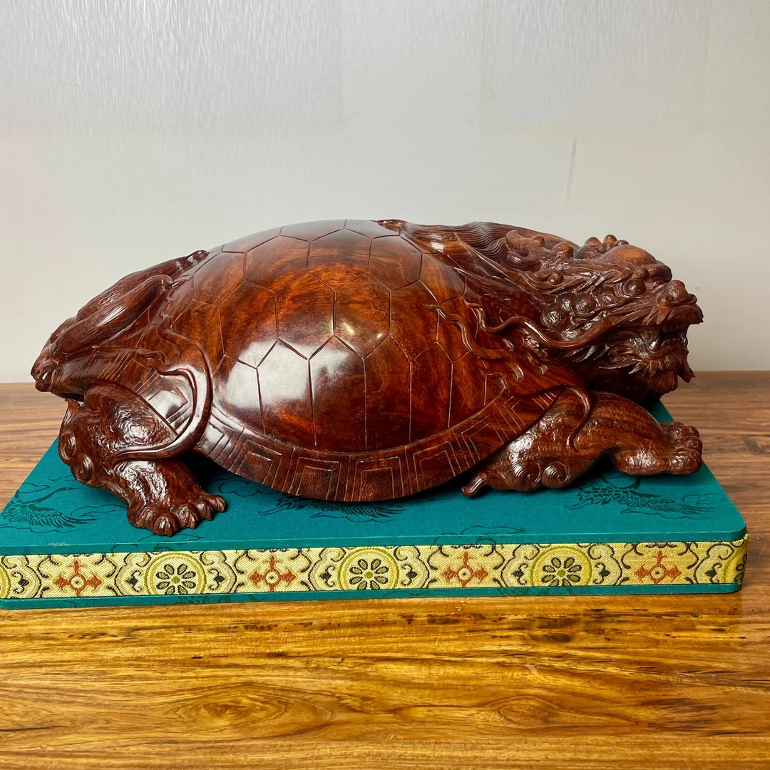 檀香紫檀精雕龙龟摆件24120402